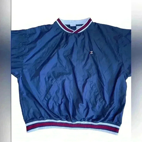 Vintage JERZEES Jacket Mens 2XL Navy Blue Pullover Coach Varsity Jacket 90s - Picture 3 of 10